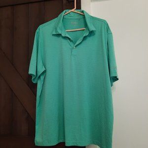 Walter Hagen Essentials Polo Shirt Mens Size xl TEAL Striped Short Sleeve